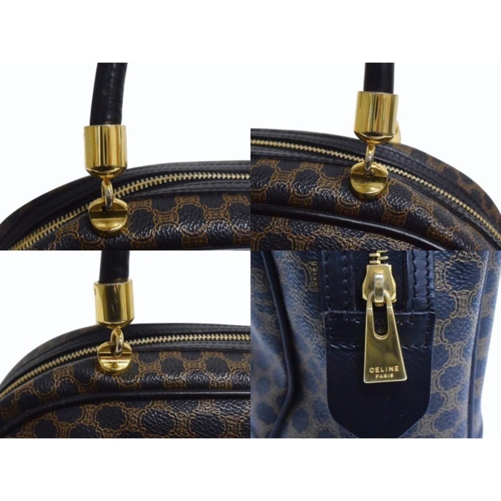 Celine Boston brown Macadam handbag black leather logo bag - Picture 7 of 9